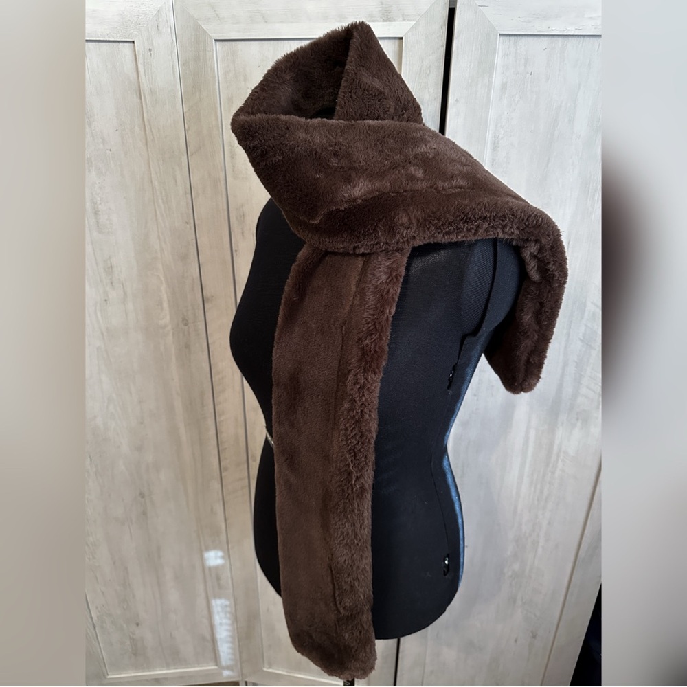 Handmade Dark Brown Minky Mink Chunky Deep Chocolate Faux Fur Scarves Scarf